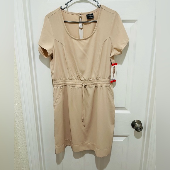 32 Cool Dresses & Skirts - Elegant Tan Mini Dress with Drawstring Waist